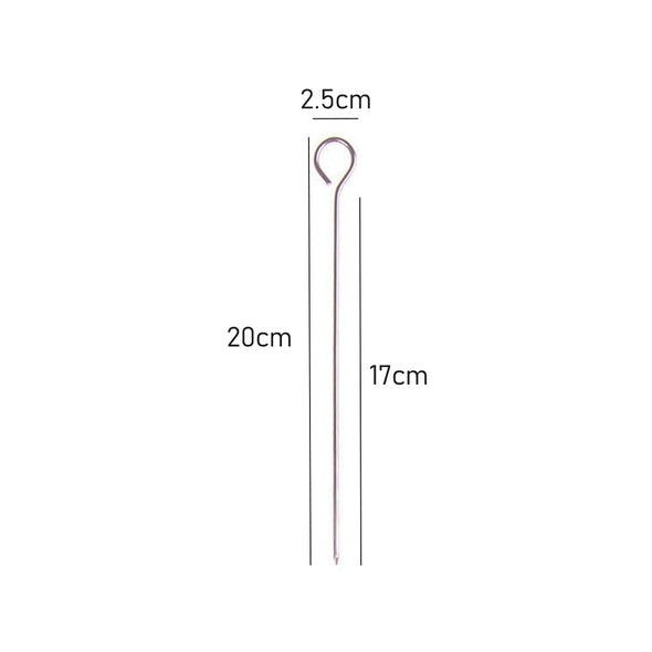 Measurements of 20cm stainless steel BBQ Square Skewers