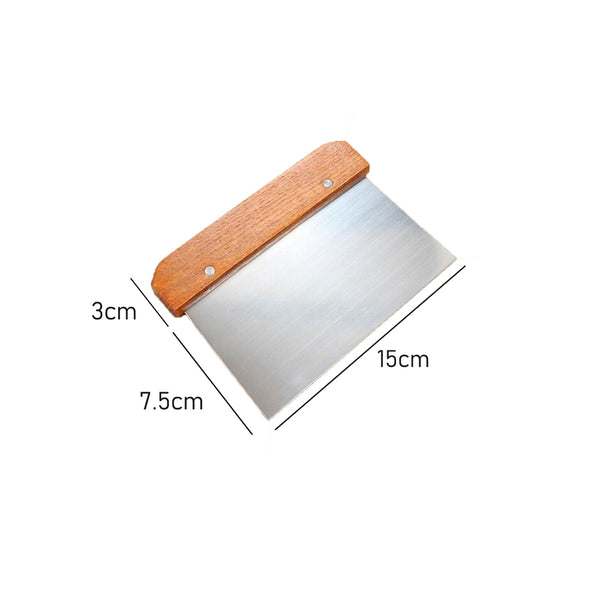 Measurements of Stainless steel dough scraper with durable Wooden handle