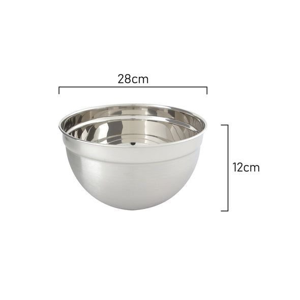 Measurements of Stainless Steel 28cm Mixing bowl