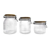 Classica Art Craft Set of 3 Ribbed Glass Storage Jars With Sustainable Acacia Lids