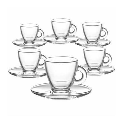 Art Craft Set Of 6 hand blown Expresso Cup & Saucer 95ml  Art Craft Aurora Set Of 6 Expresso Cup & Saucer 95ml capacity