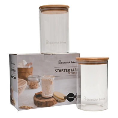 Set of 2 Brunswick Bakers 1000ml Starter Jar with bamboo lid