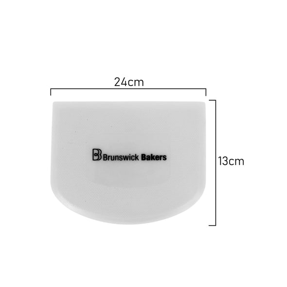 Measurements of Brunswisk bakers white dough scraper made with food grade plastic