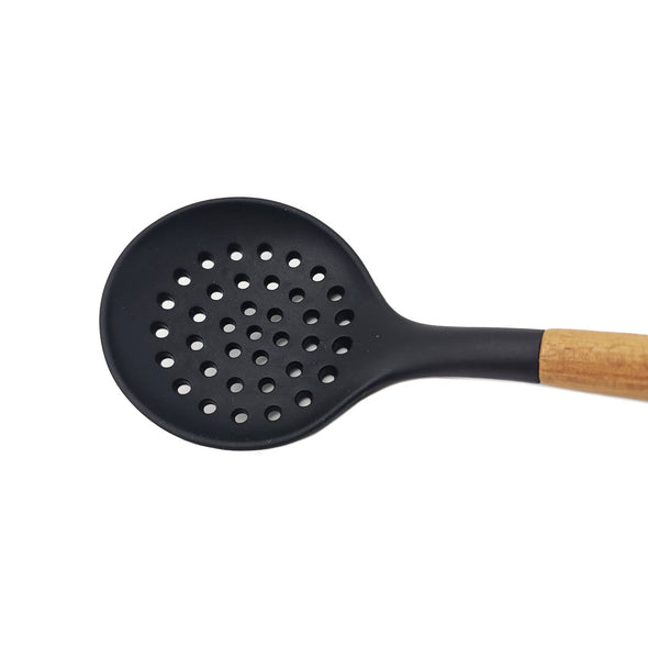 St. Clare Black silicone skimmer with Acacia Handle