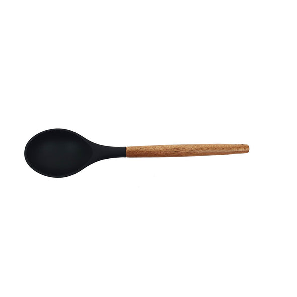 St. Clare Black silicone solid spoon with Acacia Handle