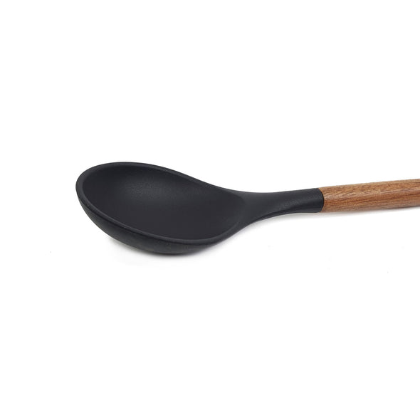 St. Clare Black silicone solid spoon with Acacia Handle