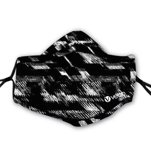 ADULT Washable Face Mask <br>3 layer ANTI-FOG & Antimicrobial cloth fabric <br>Black & White Brush