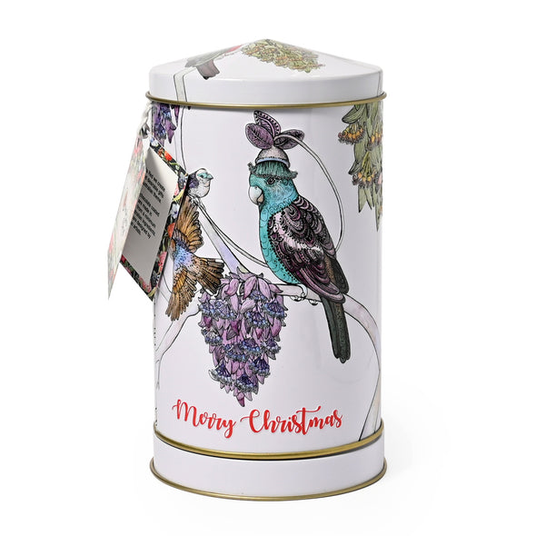 Banksia Red Christmas Musical Wind-Up with parrots collectable Tin