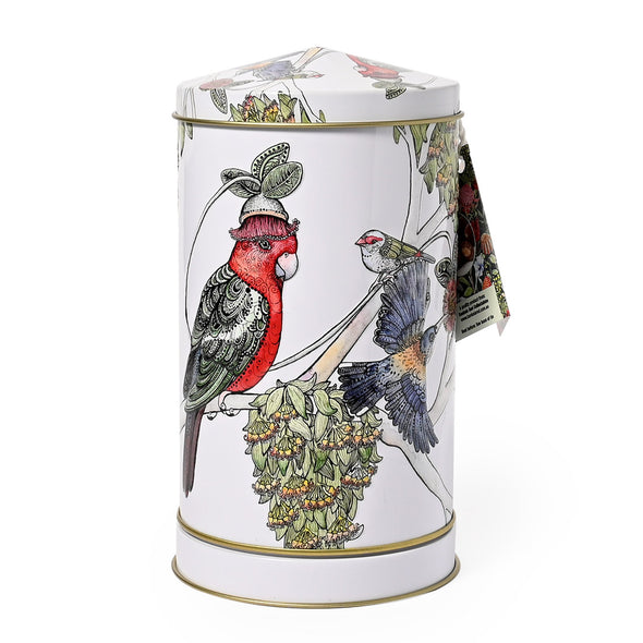 Banksia Red Christmas Musical Wind-Up with parrots collectable Tin