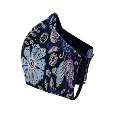ADULT Washable Face Mask <br>3 layer Antimicrobial cloth fabric <br>Blue Floral