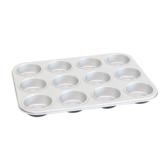 ILAG Non Stick 12 cup Muffin Pan Silver on the inside & Black on the outside