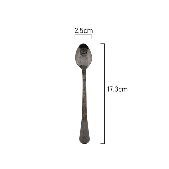 Measurements of Coffee Culture Stainless steel Parfait Spoon with Black Engraved Design