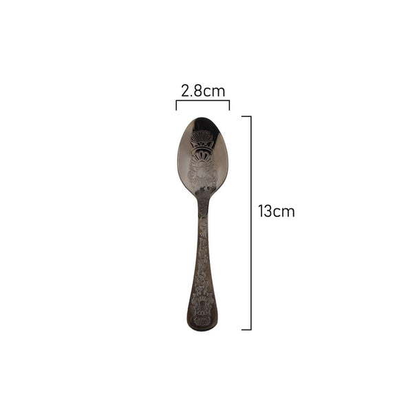 Measurements of Coffee Culture Stainless steel Tea Spoon with Black Engraved Design