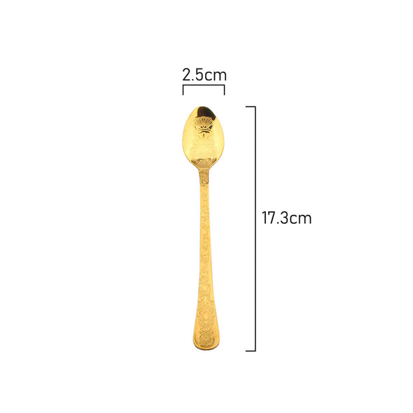 Measurements of Coffee Culture Stainless steel Parfait Spoon with Gold Engraved Design