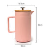Measurements of Coffee Culture dark teal ribbed patterned ceramic coffee plunger french press with bamboo lid 8 cup 1200ml