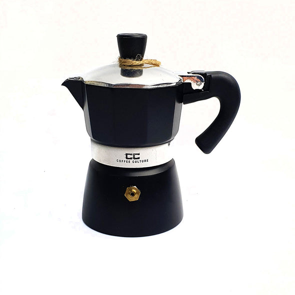 Coffee Culture Black stove top coffee maker 1 espresso cup