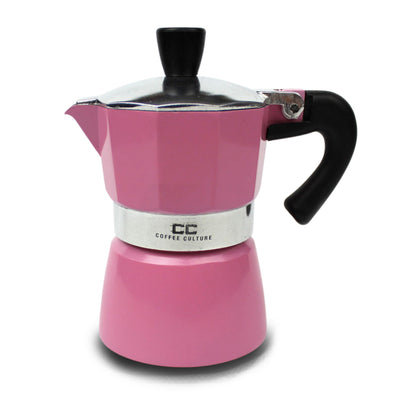 Coffee Culture pink stove top coffee maker 1 espresso cup