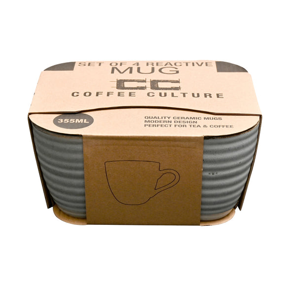 Coffee Culture set of 4 Coffee and Tea Mug Reactive Stone 355ml