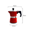 Measurements of Coffee Culture red stove top coffee maker 3 espresso cup