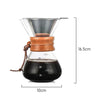MEasurements of Coffee culture borosilicate glass Pour Over Coffee Maker with wooden grip 400ml