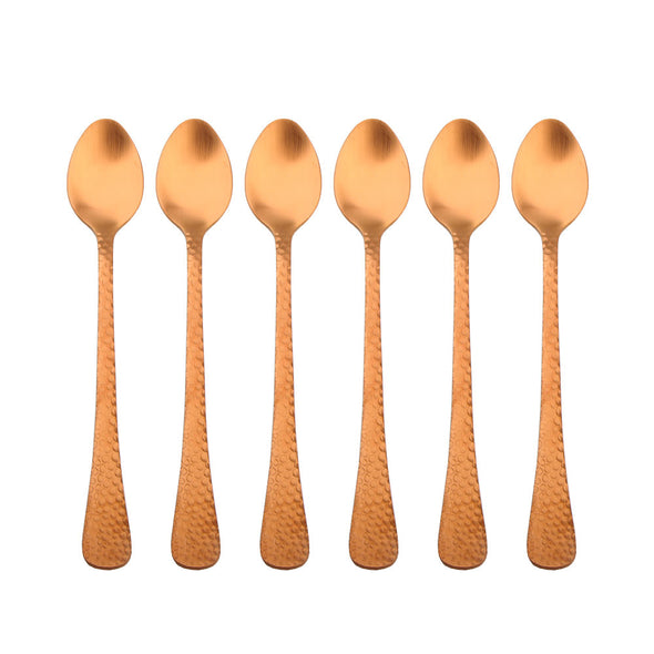 Coffee Culture Set of 6 Stainless steel Parfait Spoon with Copper satin Design