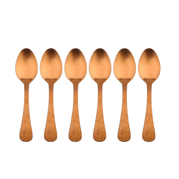 Coffee Culture Set of 6 Stainless steel Tea Spoon with Copper satin Design