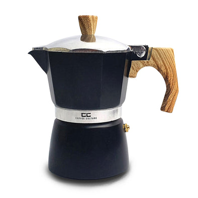 Coffee Culture Black stove top coffee maker 3 espresso cup