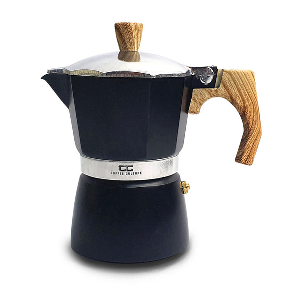 Coffee Culture Black stove top coffee maker 9 espresso cup