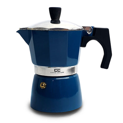 Coffee Culture Blue stove top coffee maker 9 espresso cup