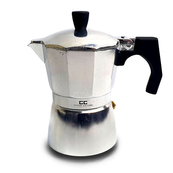 Coffee Culture silver stove top coffee maker 3 espresso cup