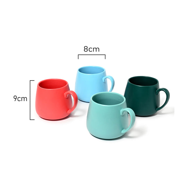 Measurements of Coffee Culture set of 4 ceramic Coffee and Tea Cup Gloss Colour 400ml