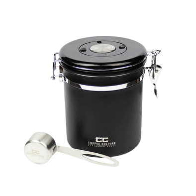 Coffee Culture Black Stainless Steel Coffee Storage Canister with CO2 release valve