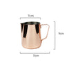 Measurements of Coffee Culture rose gold stainless steel milk frothing jug 350ml