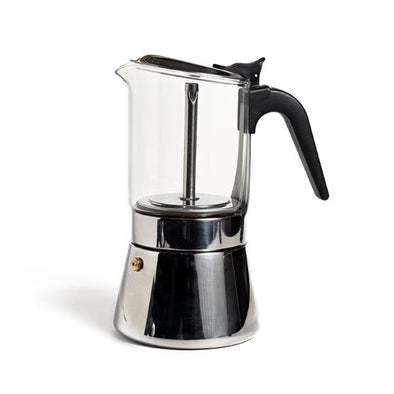 Coffee Culture Borosilicate Glass induction compatible stove top coffee maker 6 cup 240ml with Stainless Steel Base