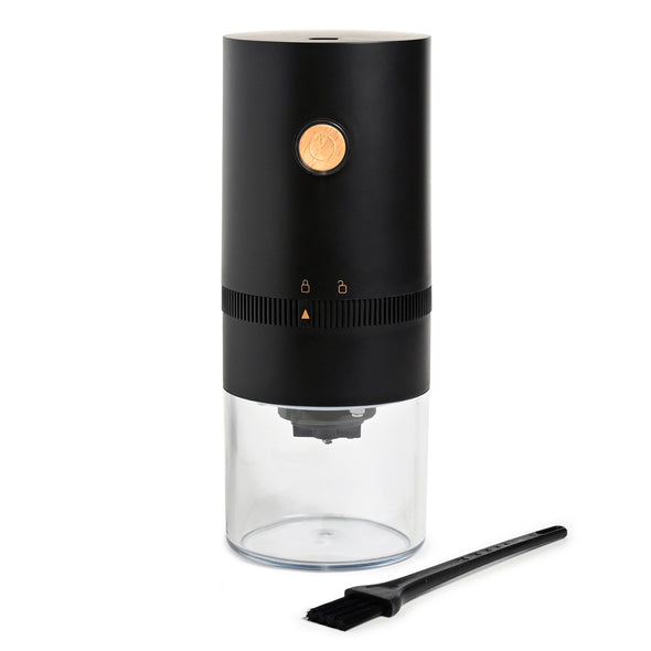 Coffee Culture Black USB Rechargeable Coffee Grinder with wood button