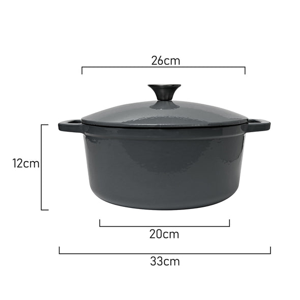 Measurement of Classica Warm Blue Cast Iron Dutch Oven Enamel Coating Suitable for all cook tops including induction