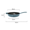 Measurements of Classica Sky Blue Cast Iron frypan Skillet with handle