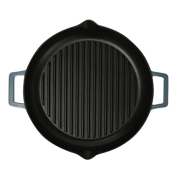 Classica Cast Iron Sky Blue Grill Pan with handles Suitable for all cook tops including induction