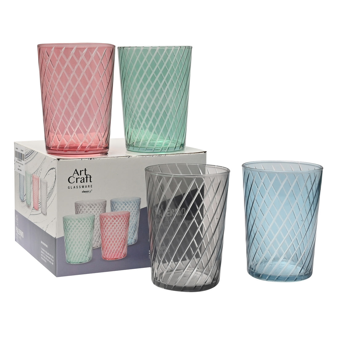 Classica Art Craft Palermo Hi Ball Glass Set Of 4 Mixed colours 510ml