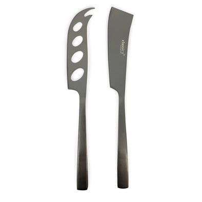 St Clare Nordic Quality Stainless Steel Black Satin matte finish 2 cheese knives set