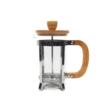Coffee Culture Borosilicate Glass French press Plunger with Bamboo Handle and lid and heavy duty stainless steel frame 3 cup 350ml
