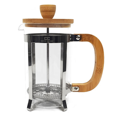 Coffee Culture Borosilicate Glass French press Plunger with Bamboo Handle and lid and heavy duty stainless steel frame 8 cup 1000ml