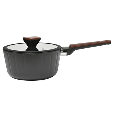 Classica Diamond Stone Black Forged Elegance 20cm Saucepan with lid suitable for all stove tops including induction