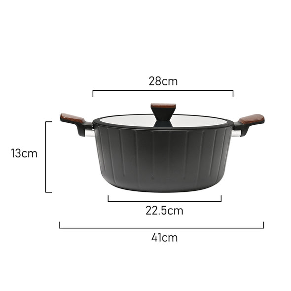 Measurements of Classica Diamond Stone Black Forged Elegance 28cm casserole with lid suitable for all stove tops including induction