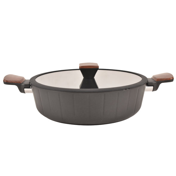 Classica Diamond Stone Black Forged Elegance 28cm chef's pan with lid suitable for all stove tops including induction