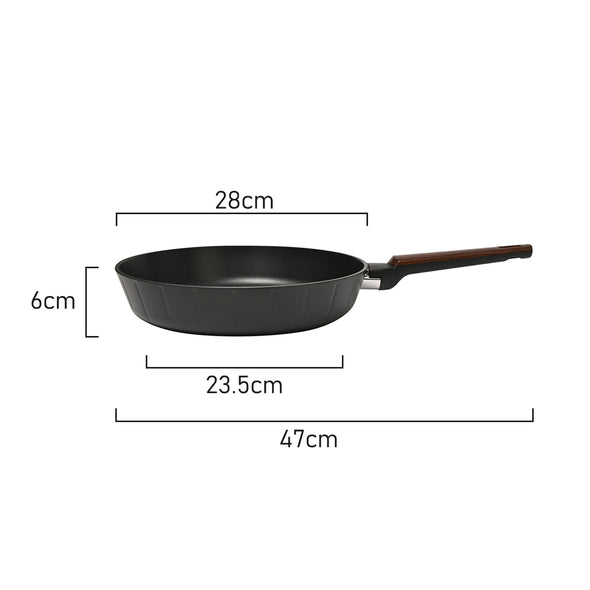 Measurements of Classica Diamond Stone Black Forged Elegance 28cm Frypan suitable for all stove tops including induction
