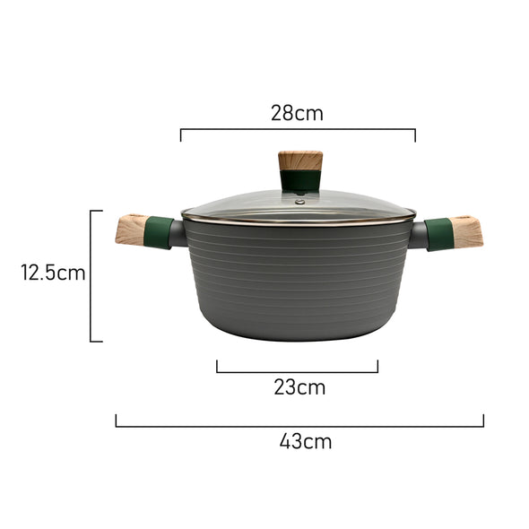 Measurements of Classica Diamond Stone Natura Diecast 28cm Casserole with lid suitable for all stove tops including induction