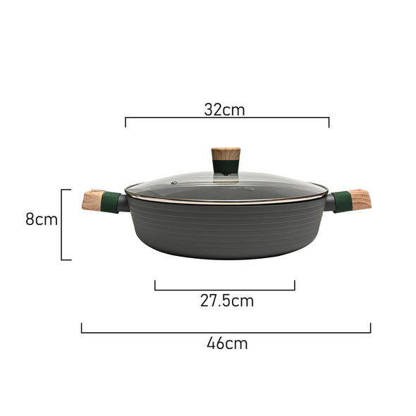 Measurements of Classica Diamond Stone Natura Diecast 32cm Chef's pan suitable for all stove tops including induction