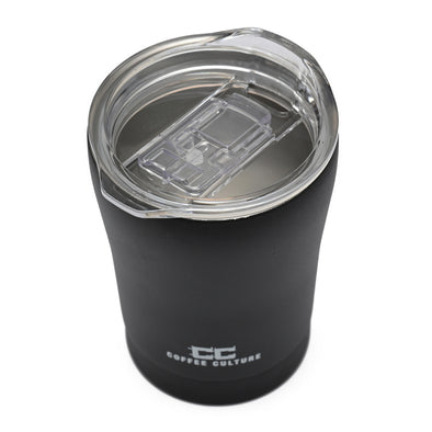 Coffee Culture Pure Black Stainless Steel Double Wall Reuseable Travel Cup 350ml