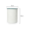 Measurements of St Clare Enamel White Utensil Holder with green trim